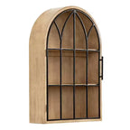 Kate & Laurel All Things Decor 16"x5"x24" Megara Arched Wall Mounted Cabinet Natural: Vintage Style, Iron Metal Door, 3 Shelves