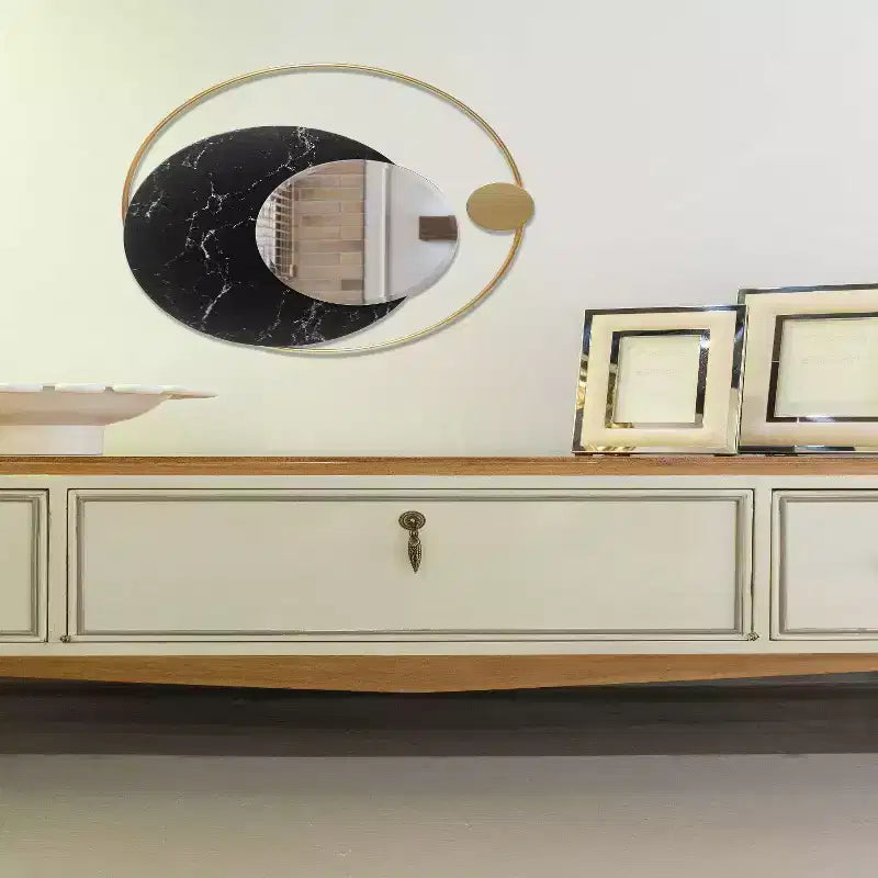 Specchio da parete rotondo fasi lunari da 19,5" con cornice in metallo dorato