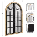 Specchio da parete a forma di arco con telaio in legno e metallo, 66x107 cm
