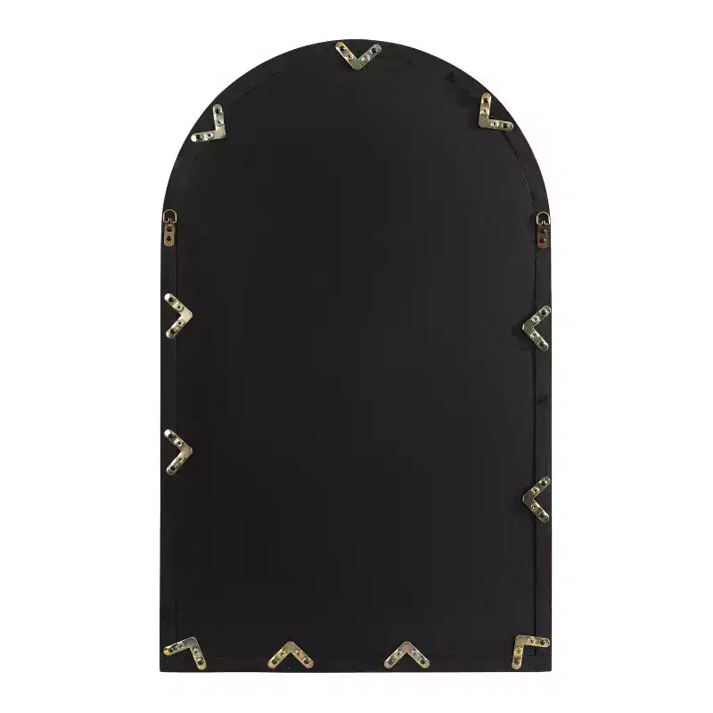 Specchio da parete a forma di arco con telaio in legno e metallo, 66x107 cm