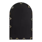 Specchio da parete a forma di arco con telaio in legno e metallo, 66x107 cm