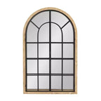 Specchio da parete a forma di arco con telaio in legno e metallo, 66x107 cm