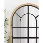 Specchio da parete a forma di arco con telaio in legno e metallo, 66x107 cm