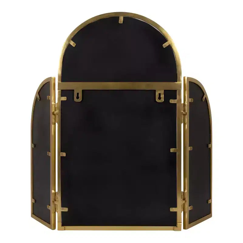 Specchio a muro a tre ante ad arco - Oro spazzolato, 27.5" x 27.5"