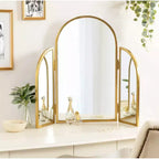 Specchio a muro a tre ante ad arco - Oro spazzolato, 27.5" x 27.5"