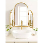 Specchio a muro a tre ante ad arco - Oro spazzolato, 27.5" x 27.5"