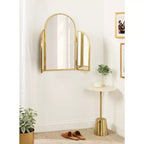 Specchio a muro a tre ante ad arco - Oro spazzolato, 27.5" x 27.5"