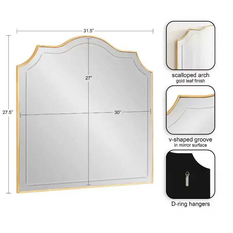 Specchio da Parete Ad Arco Hollyn – Oro, 31,5" x 27,5"