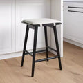 Sgabello da Bar con Rivestimento in Lino, Altezza Contatore – Struttura in Legno, Alto 63 cm