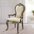 24" Latisha Dining Chair Antique Brown - Acme Furniture: Gray Chenille, Silver Detailing, Nailhead Trim