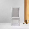 Sedia da pranzo laterale rivestita in lino con struttura in legno – Set da 2