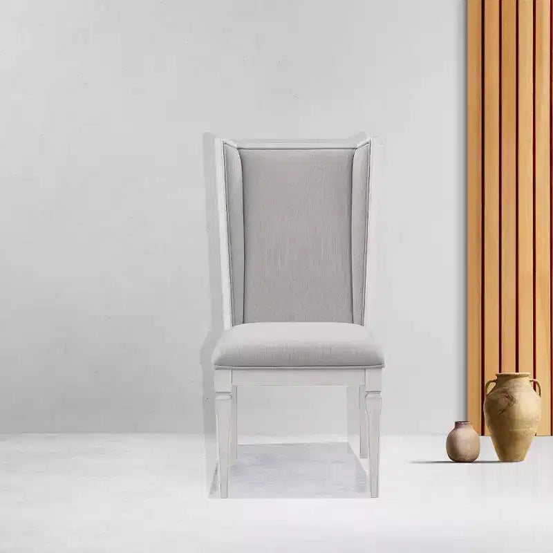Sedia da pranzo laterale rivestita in lino con struttura in legno – Set da 2