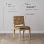 Esszimmerstuhl aus gewebtem Kunstleder – Mid-Century-Modern-Stil, ohne Armlehnen, Holzgestell