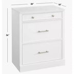 Meuble à 3 tiroirs avec plateau en faux marbre – Style maison de campagne, finition blanche