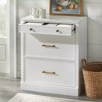 Meuble à 3 tiroirs avec plateau en faux marbre – Style maison de campagne, finition blanche