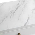 Meuble à 3 tiroirs avec plateau en faux marbre – Style maison de campagne, finition blanche