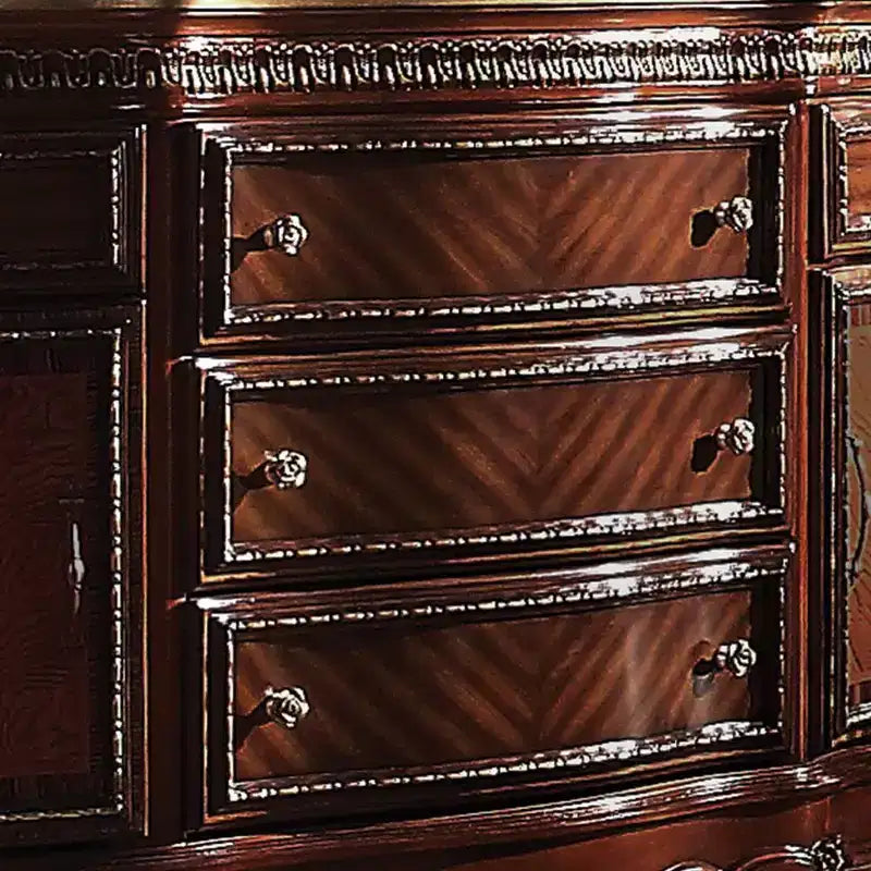 Cassettiera in legno rovere miele con 5 cassetti e 2 ante
