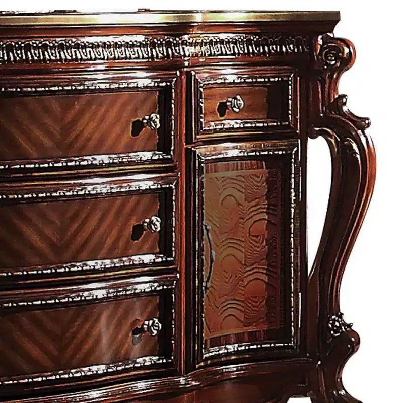 Cassettiera in legno rovere miele con 5 cassetti e 2 ante