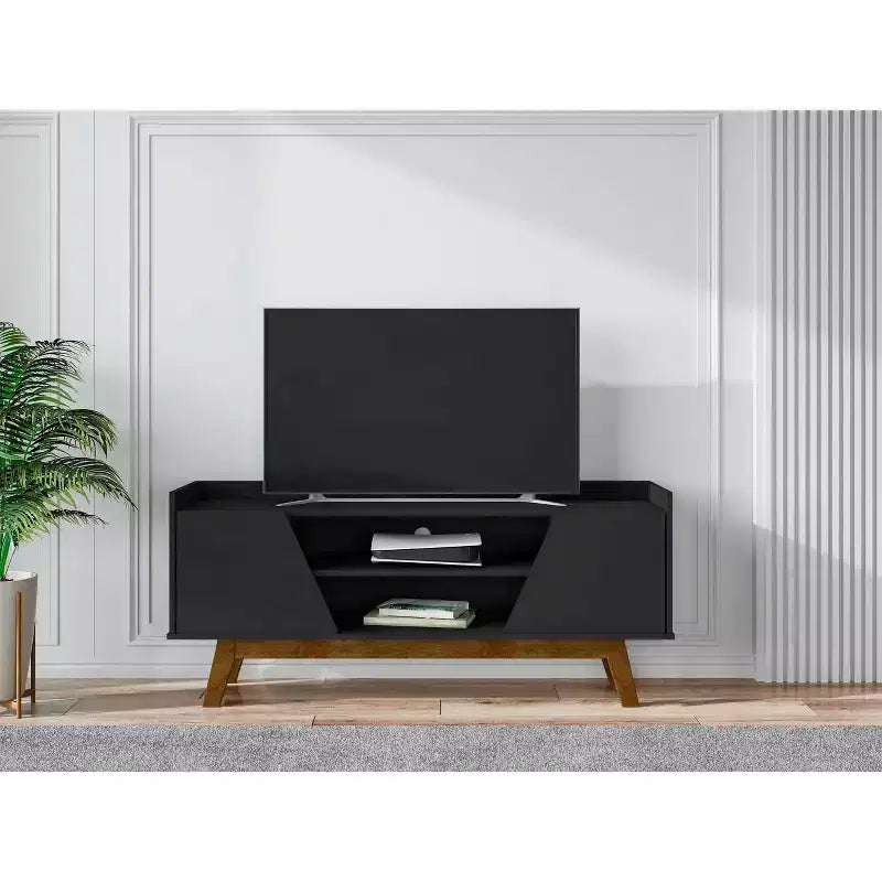 Mobile TV Moderno di Metà Secolo con 4 Ripiani – Adatto per TV fino a 55"