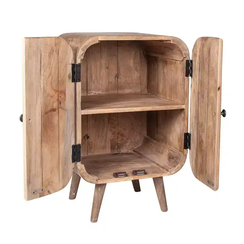 Mobile credenza a 2 ante in legno di mango con dettagli intagliati