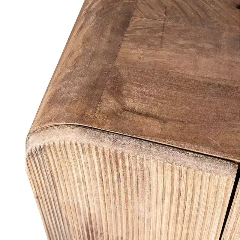 Mobile credenza a 2 ante in legno di mango con dettagli intagliati