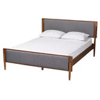 Baxton Studio King Powers Fabric and Wood Platform Bed: Mid-Century Design, Foam Padded, No Box Spring Required