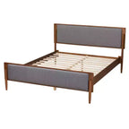 Letto a piattaforma King Size stile Mid-Century – Rivestito in tessuto, Imbottito in schiuma, Nessuna rete a molle richiesta