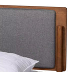 Letto a piattaforma King Size stile Mid-Century – Rivestito in tessuto, Imbottito in schiuma, Nessuna rete a molle richiesta