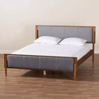 Letto a piattaforma King Size stile Mid-Century – Rivestito in tessuto, Imbottito in schiuma, Nessuna rete a molle richiesta