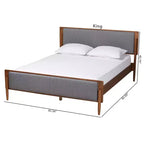 Letto a piattaforma King Size stile Mid-Century – Rivestito in tessuto, Imbottito in schiuma, Nessuna rete a molle richiesta