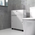 Mobiletto Salvaspazio per Bagno con Ruote, Ante Scorrevoli e Ripiano Regolabile, Bianco