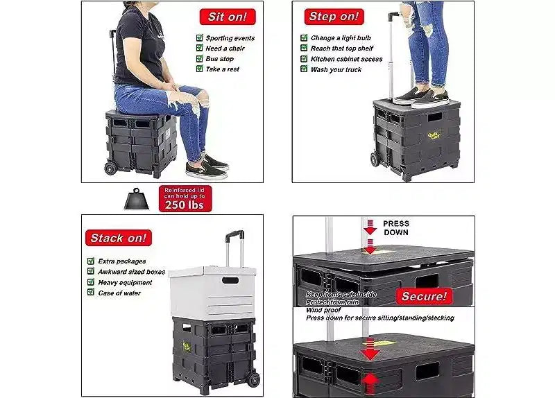 Carrello Pieghevole con Manico Telescopico – Capacità 36 kg