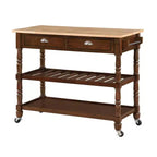 French Country 3 Tier Butcher Block Kitchen Cart with Drawers - Breighton Home