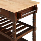 Carrello da Cucina a 3 Livelli con Cassetti in Legno da Macellaio