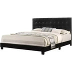 Passion Furniture Caldwell Faux Leather Button Tufted King Panel Bed