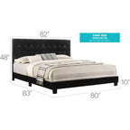 Letto king a pannelli imbottito in ecopelle grigio scuro