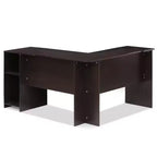 L-vormig bureau met open boekenplanken - espresso