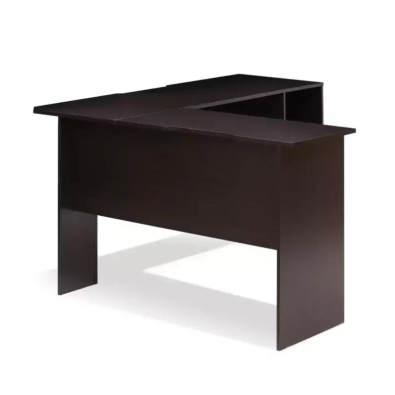Scrivania a L per computer con librerie aperte – Espresso