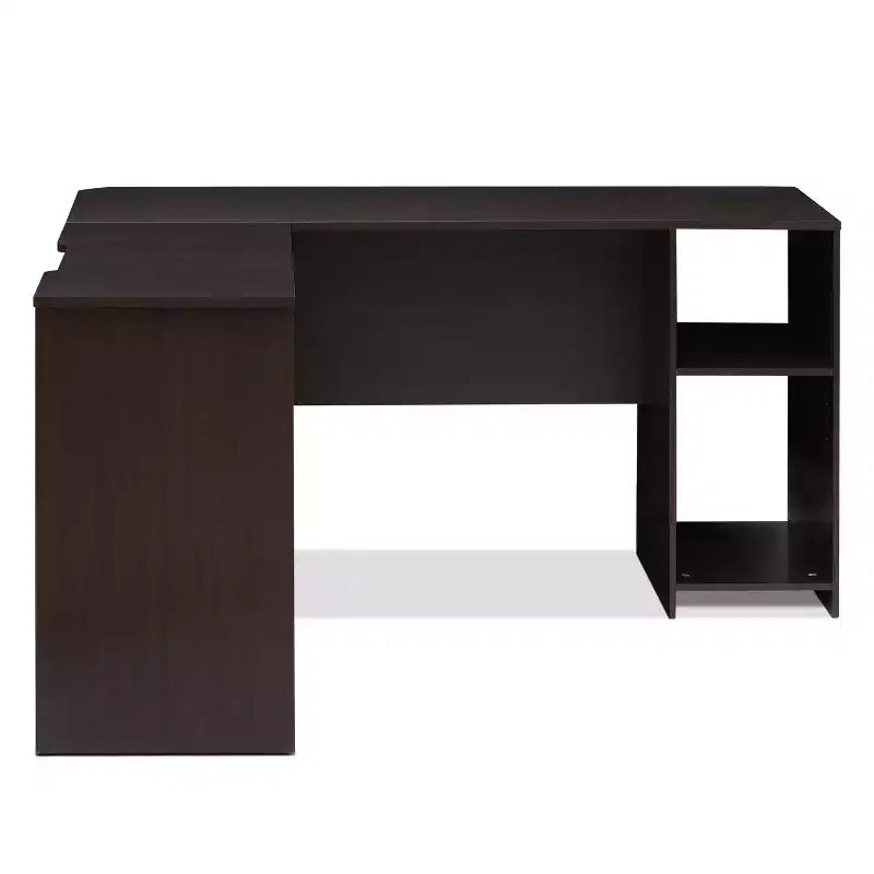 Scrivania a L per computer con librerie aperte – Espresso
