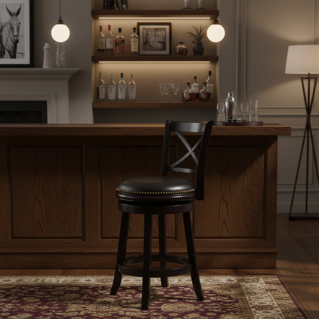 Butler Counter Stool - FOX7003 - Cappuccino/Black - Safavieh Couture