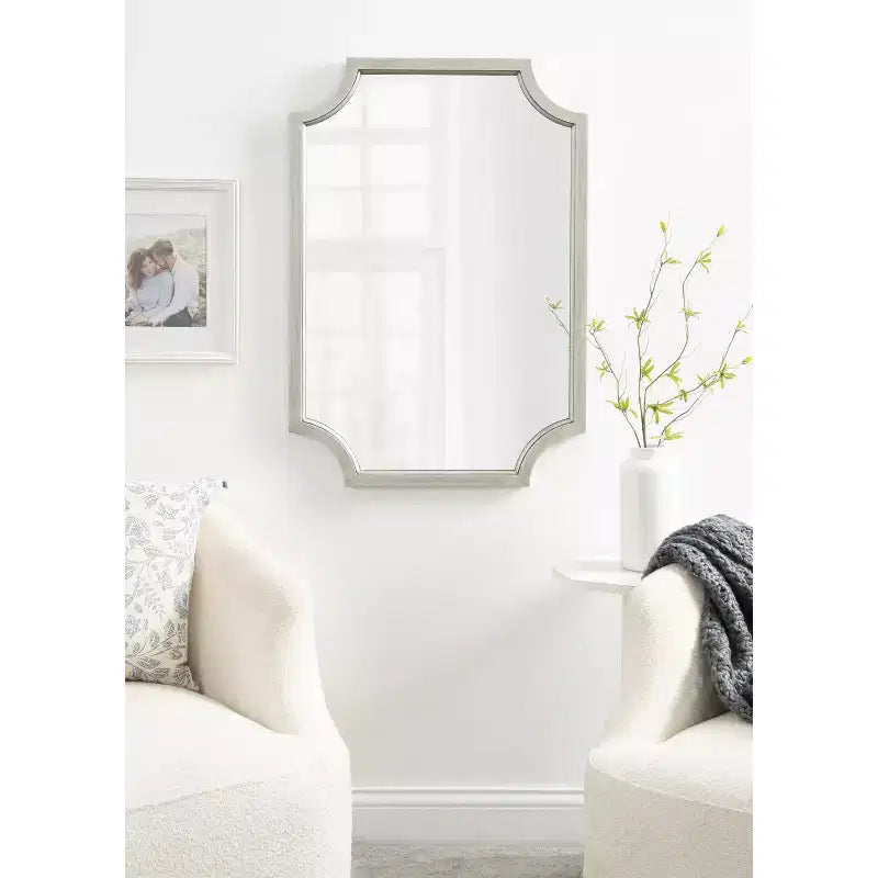 Specchio da Parete a Raggi Scalettati, 24x36, Argento