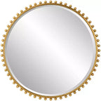 Uttermost Round Vanity Decorative Wall Mirror Modern Beveled Gold Leaf Iron Frame 32 Wide for Bathroom Bedroom Living Room Home