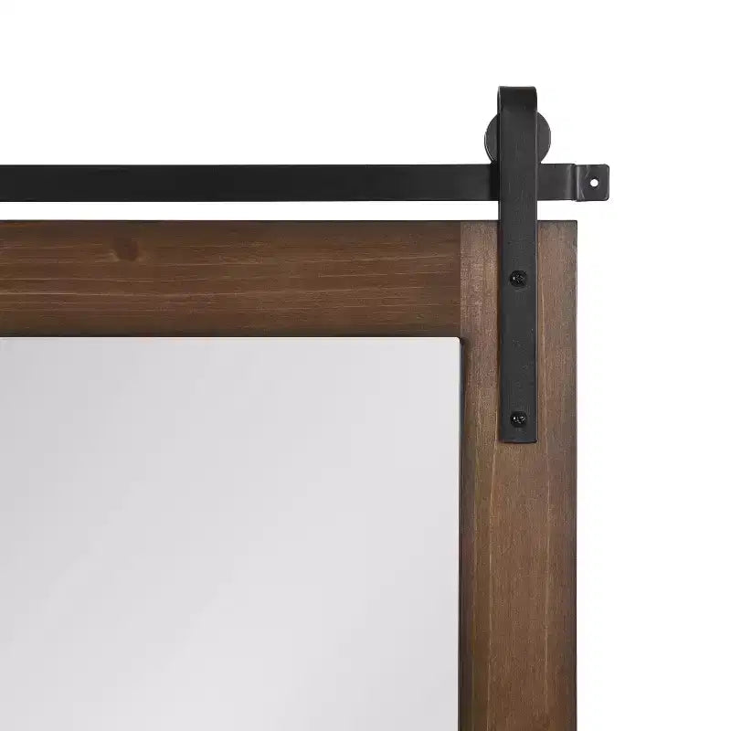 Specchio da parete rustico in legno con porta da fienile