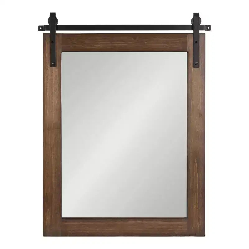 Specchio da parete rustico in legno con porta da fienile