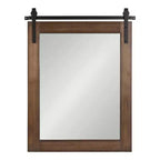 Specchio da parete rustico in legno con porta da fienile