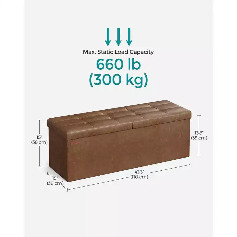 Panca Contenitore Pieghevole da 109 cm con Seduta Imbottita