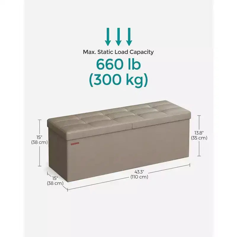 Panca Contenitore Pieghevole da 109 cm con Seduta Imbottita
