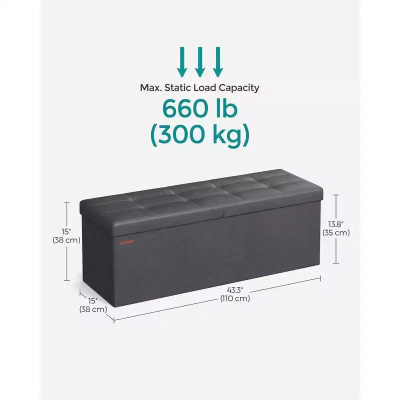 Panca Contenitore Pieghevole da 109 cm con Seduta Imbottita