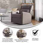Fauteuil inclinable manuel à bascule, pivotant et berçant
