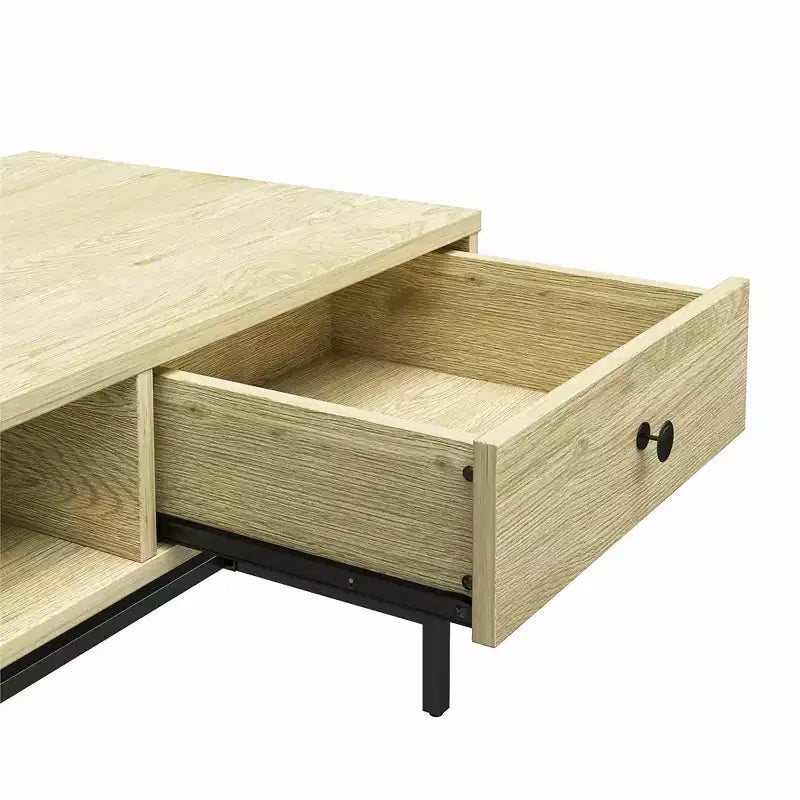 Tavolino da Caffè Rettangolare con Scaffale e Cassetto